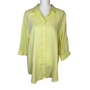 Chico's NWT loop back tunic 3/4 sleeve non iron 100% linen soft lime 3 (XL 16)